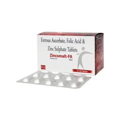 FERROUS ASCORBATE 100 MG , FOLIC ACID 1.5 MG & ZINC 61.8 MG (ALU ALU) (ZINCOMALT-FA)
